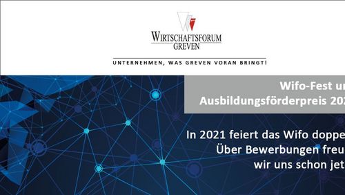 Das Wifo-Fest mit Verleihung des Ausbildungsförderpreises wurde für 2020 abgesagt.